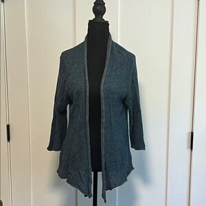Eileen Fisher Women's Large Blue Open Front Cardigan